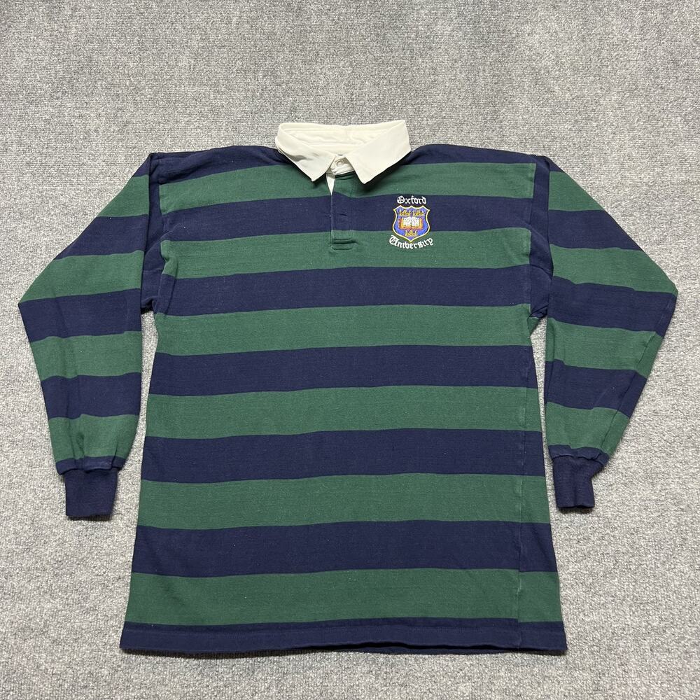 Vintage 90s Oxford University Rugby Shirt Mens XL British Made Striped Crest